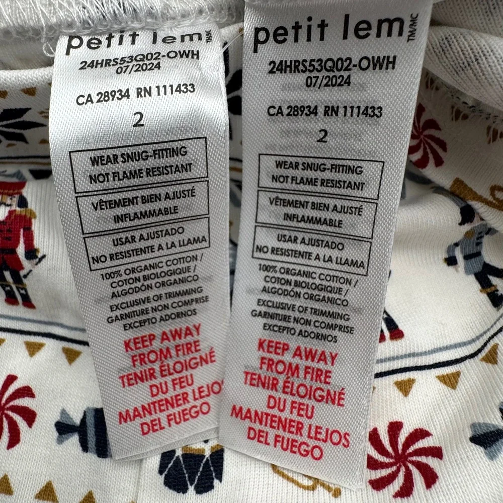 NEW Petit Lem Kids 2 Organic Cotton Holiday Pajama Lot of 2 Set Nutcracker Husky